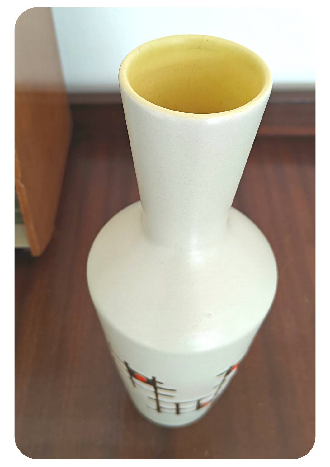 Vase vintage abstrait à motifs géométriques ouest-allemand 2038/25