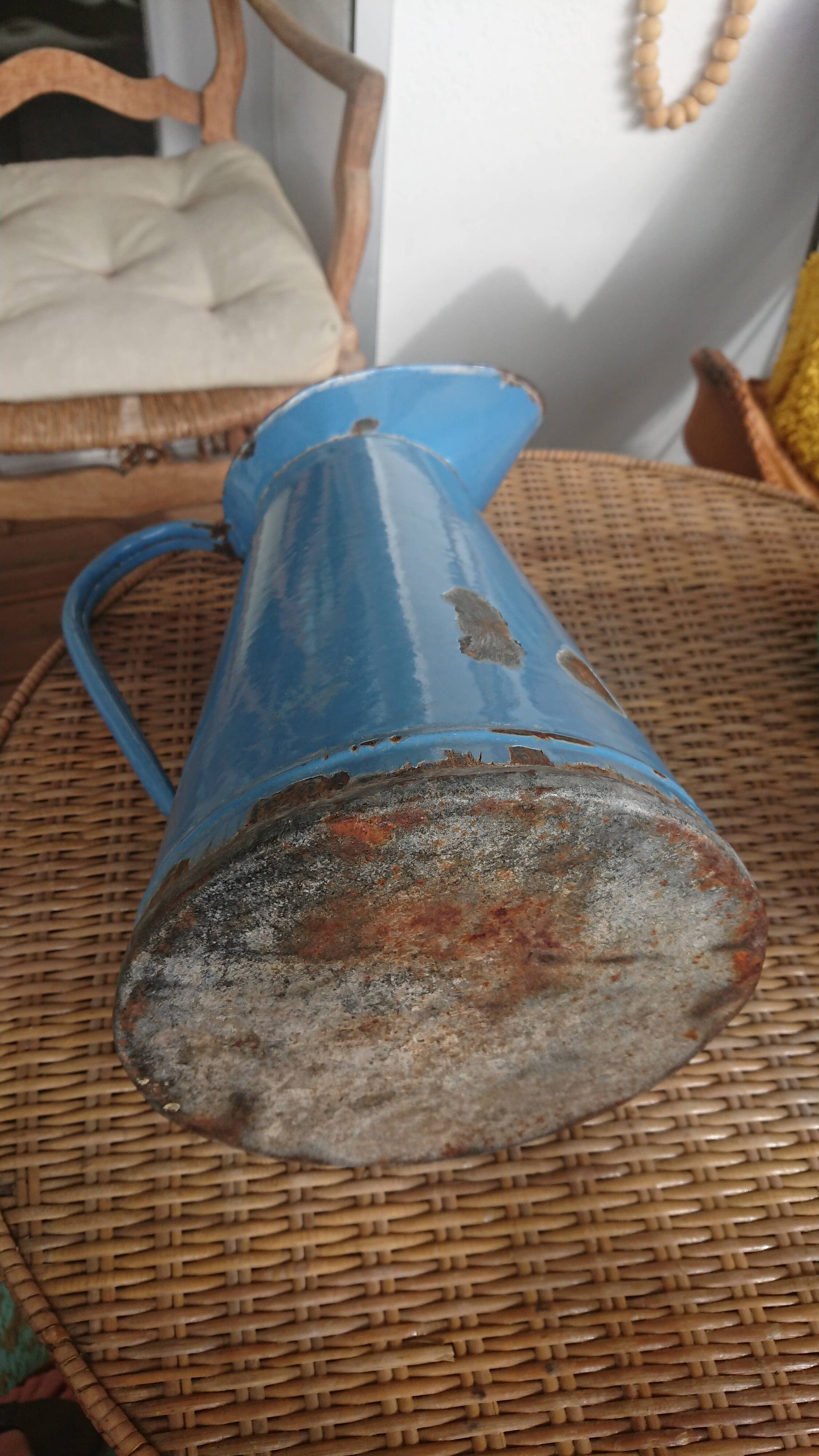 Blue enamelled sheet water broc