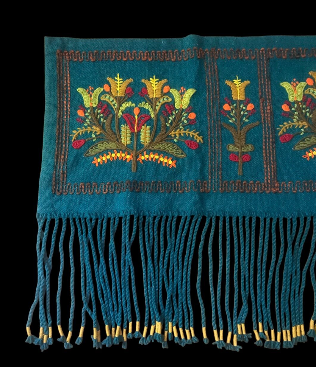 Very beautiful vintage Polish multicoloured wall tapestry 192 cm