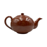 Brown ceramic teapot