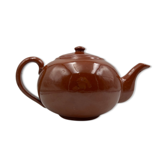 Brown ceramic teapot