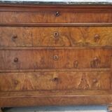 19th century Louis Philippe marble and walnut chest of drawers