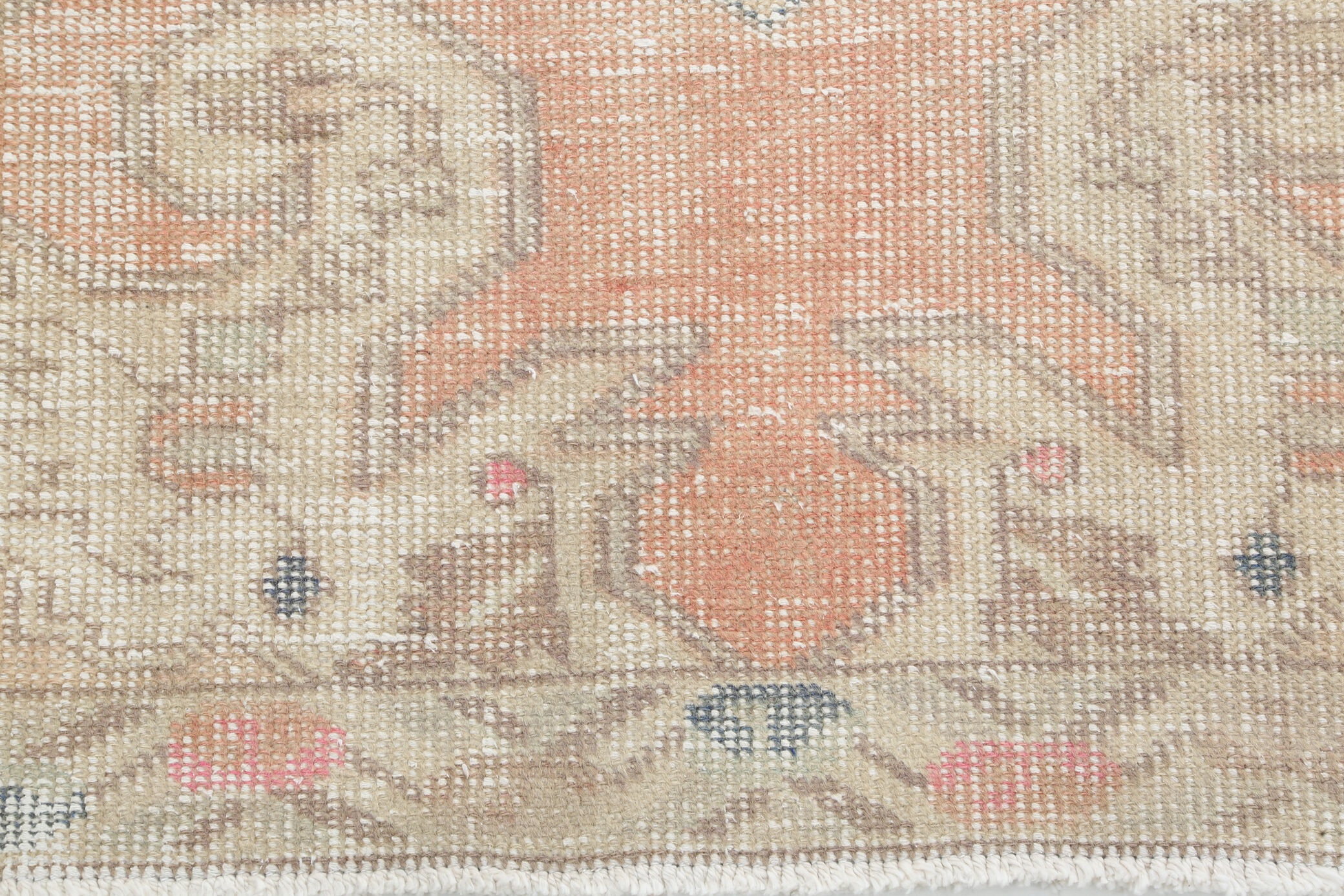 Soft Pastel Orange Wool Vintage Rug
