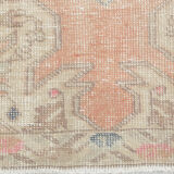 Soft Pastel Orange Wool Vintage Rug