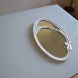 Oval mirror in art nouveau jugendstil style in enamelled cast iron 49 x 29