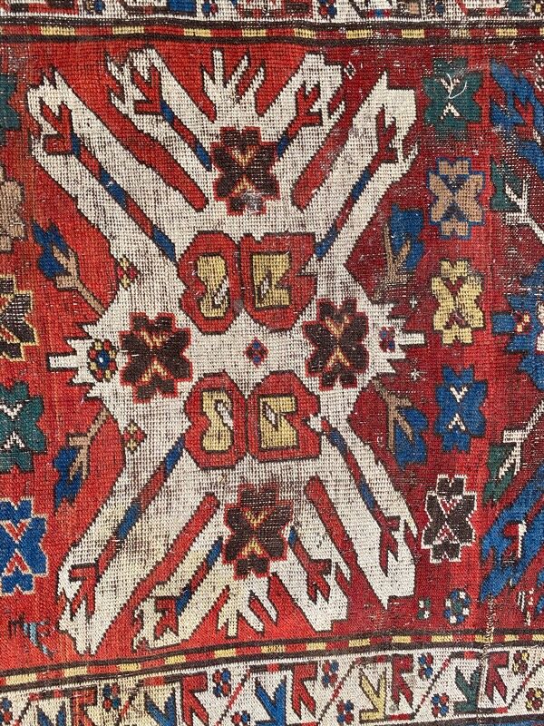 Tapis ancien caucasien kazak aigle 143x257 cm