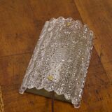 Large pressed glass and brass wall lamp, Denmark, 1960s