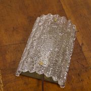 Large pressed glass and brass wall lamp, Denmark, 1960s
