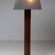 Amsterdam School floor lamp in partially ebonised cherry with a black linen shade.