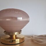 Pink Deveau glassware in touch lamp