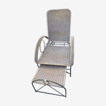 Steel rattan long chair