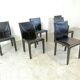 Black leather dining chairs by Arper italy, 1980s - set of 6