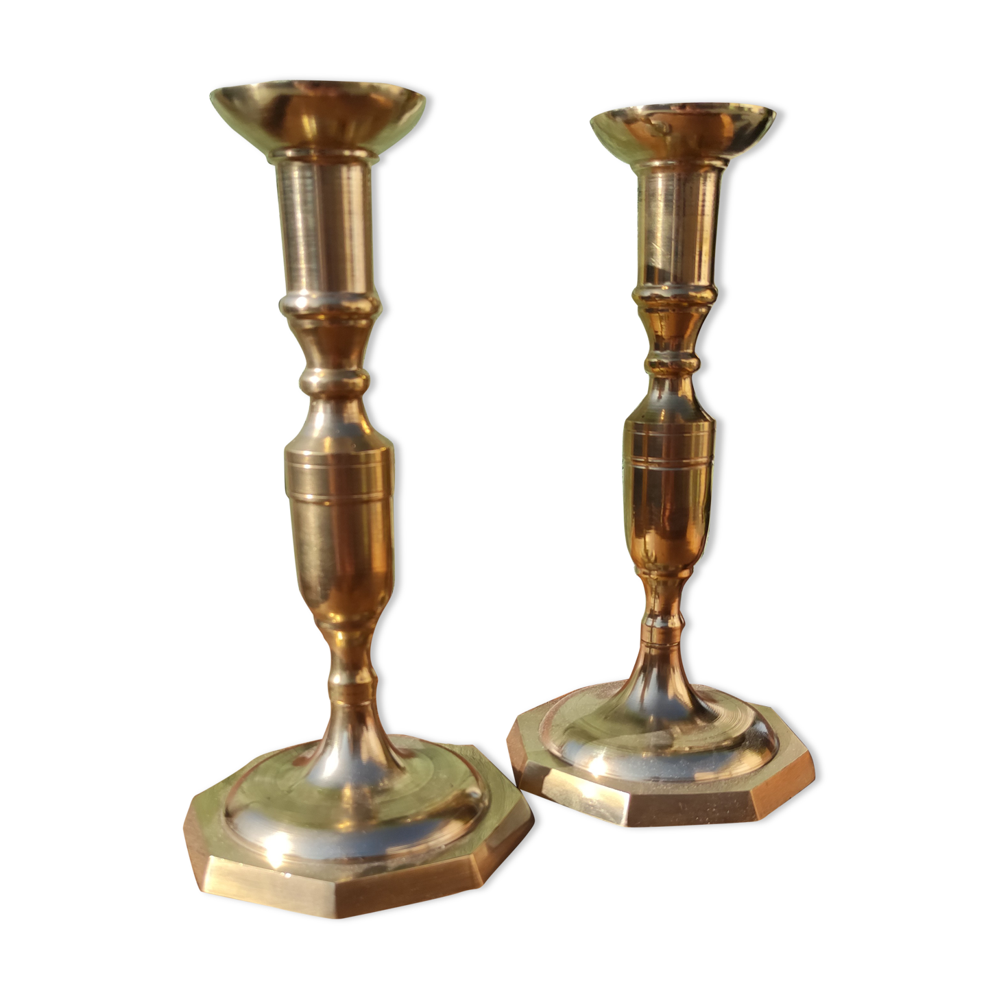 Pair of golden candle holders