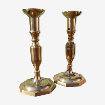 Pair of golden candle holders