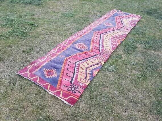 Vintage Turkish hallway rug 83x337 cm