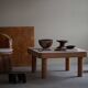 Square coffee table in solid pine with solid legs by Rainer Daumiller, mid-20th century brutalist style.