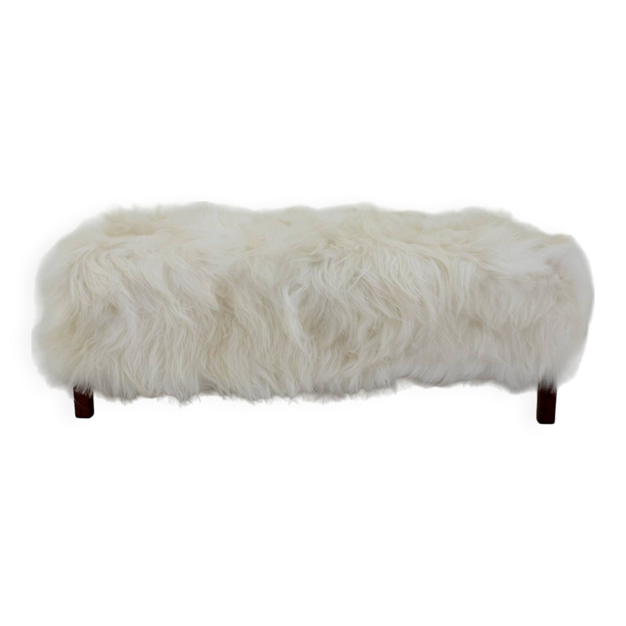 1930s Extraordinary Art Deco Ottoman in Sheepskin Upholstery, Czechoslovakia