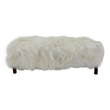 1930s Extraordinary Art Deco Ottoman in Sheepskin Upholstery, Czechoslovakia