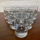 Set of 10 vintage bubbled liquor glasses