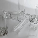 Transparent crystal flower-shaped drinking glasses, vintage 1980s Italy, set of 6 for water and long drinks