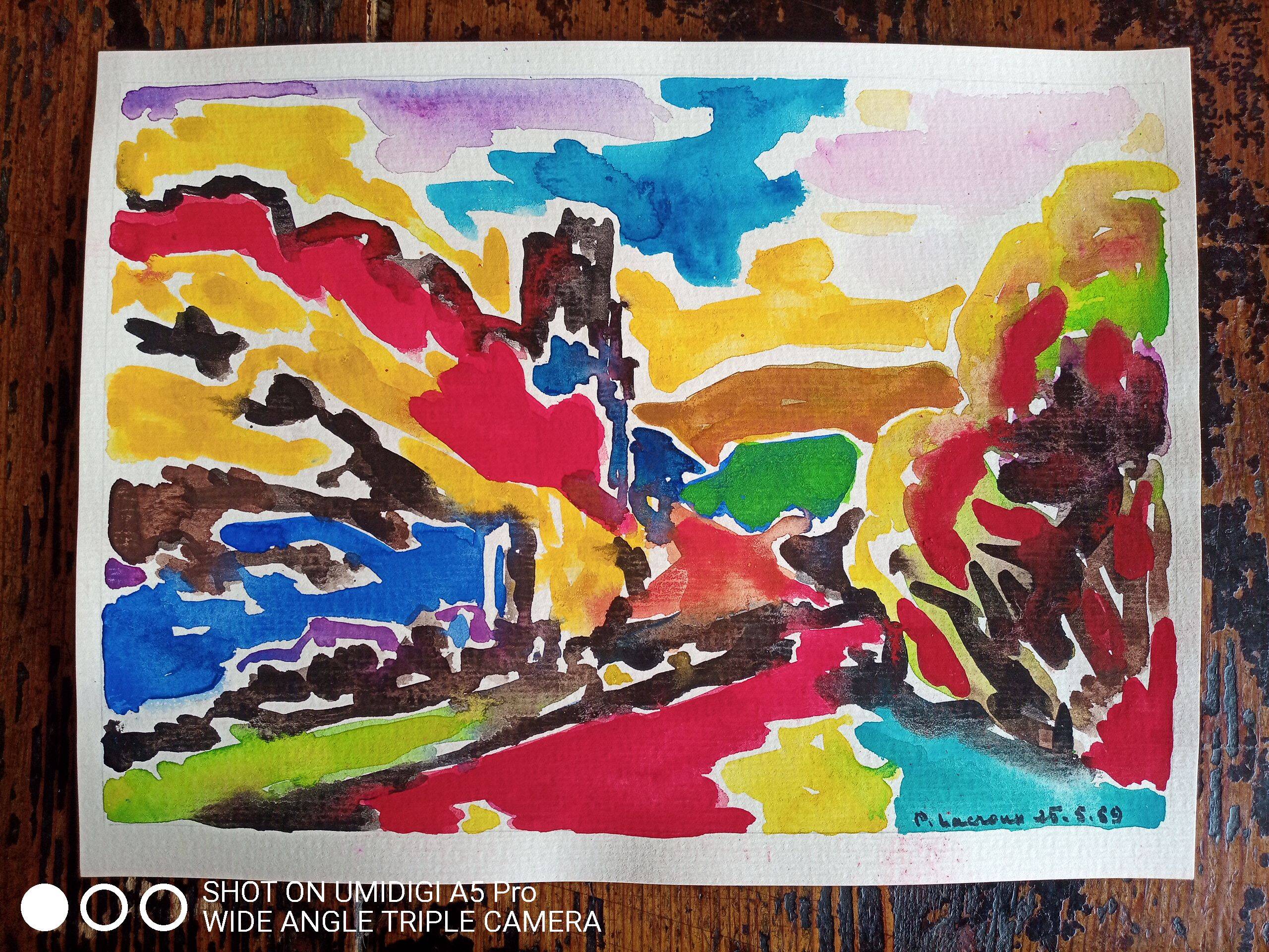 Gouache on paper from 1989, Pierre Lacroux (1909-1993)