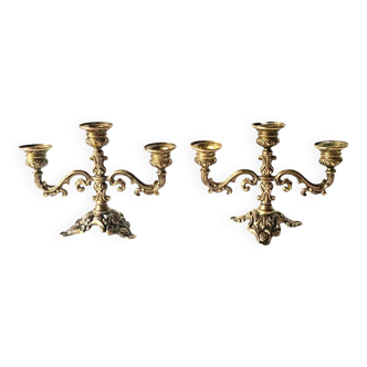 Paire de bougeoirs en laiton vintage - Made in Italy