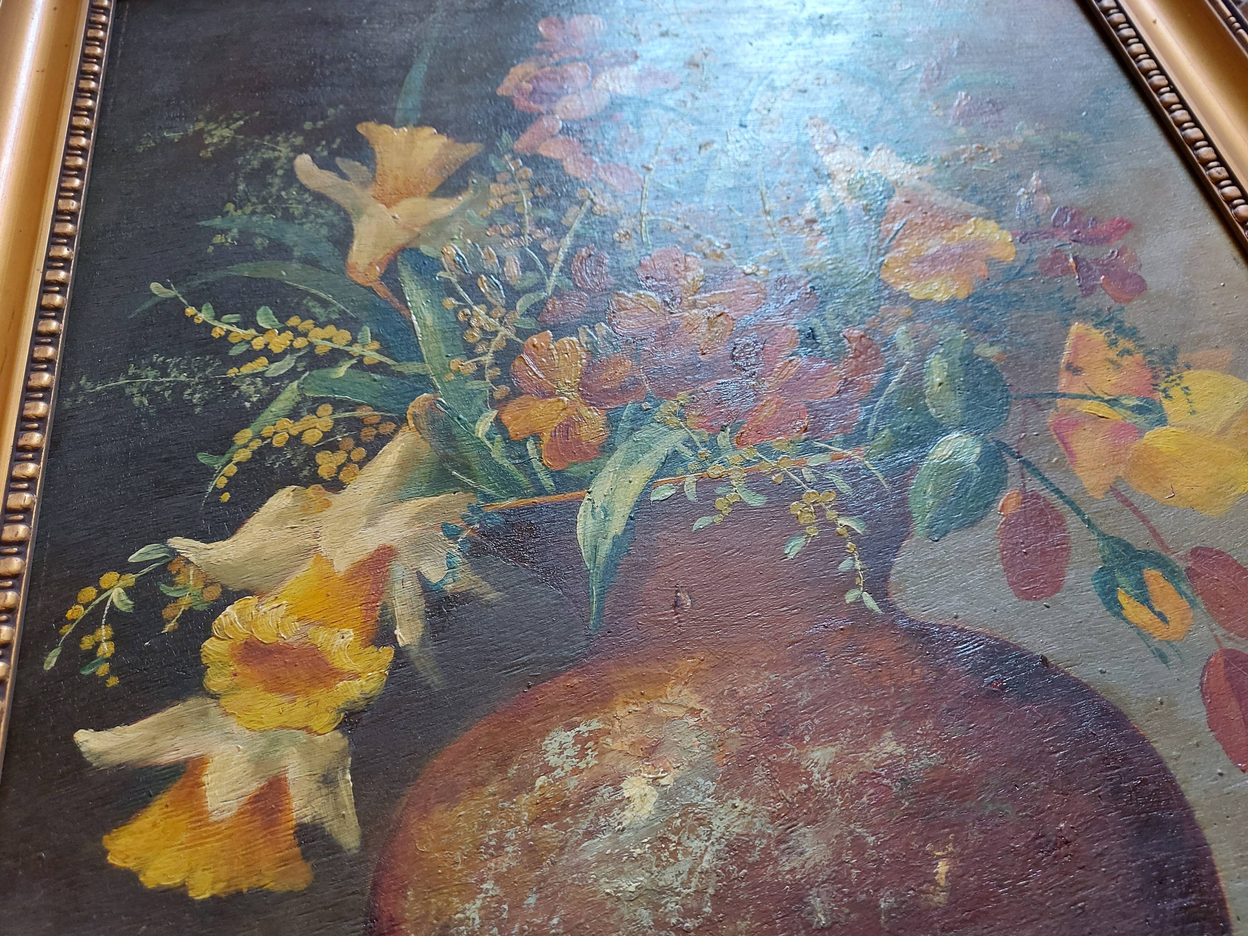 Oil on canvas, bouquet of flowers signed Foncier