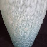 Art Deco vase in pressed molded glass paste, speckled blue color, h - 29