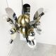 Vintage italian chrome and brass chandelier, 1970s