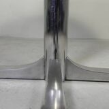 Vintage round dining table with a diameter of 100 cm, extendable to 135 cm, from the 1970s.