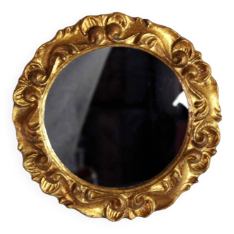 Miroir rond doré à la feuille