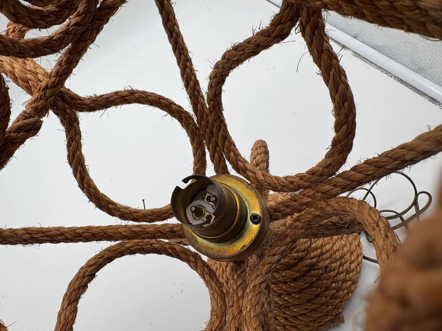 Audoux Minet rope lantern pendant light, 1950s