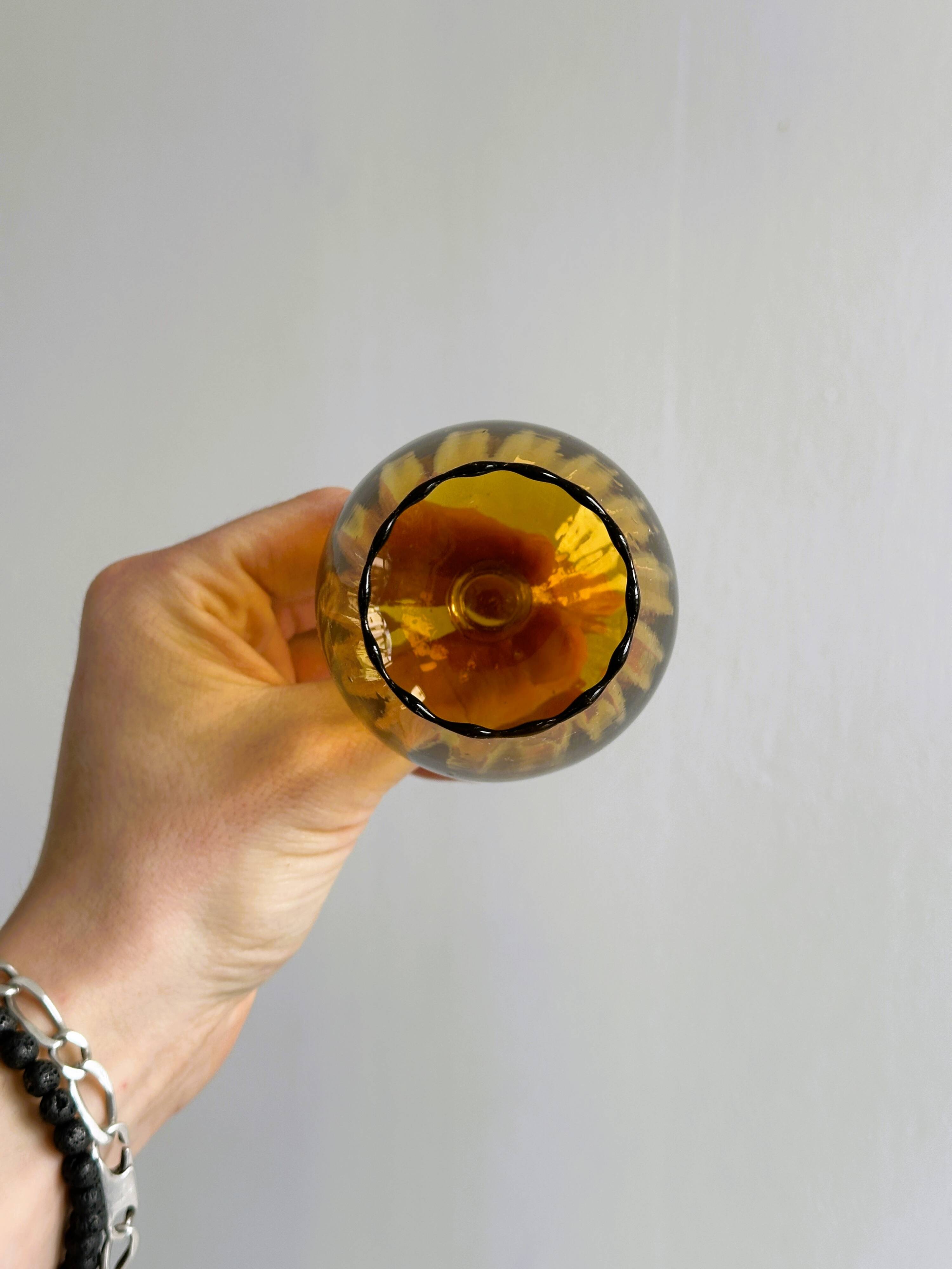 4 verres tulipe en verre ambré