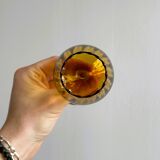 4 tulip glasses in amber glass