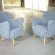 Set sofa and 2 armchairs vintage 50/60s organic fabrics vintage original
