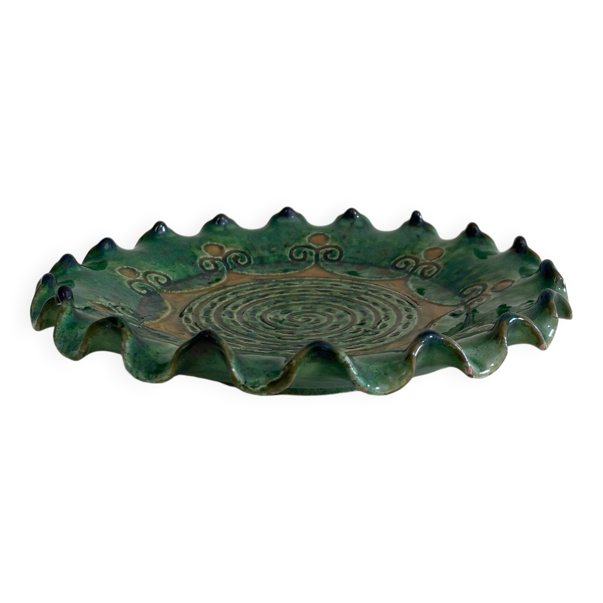 Green enamel decorative plate "Tito"