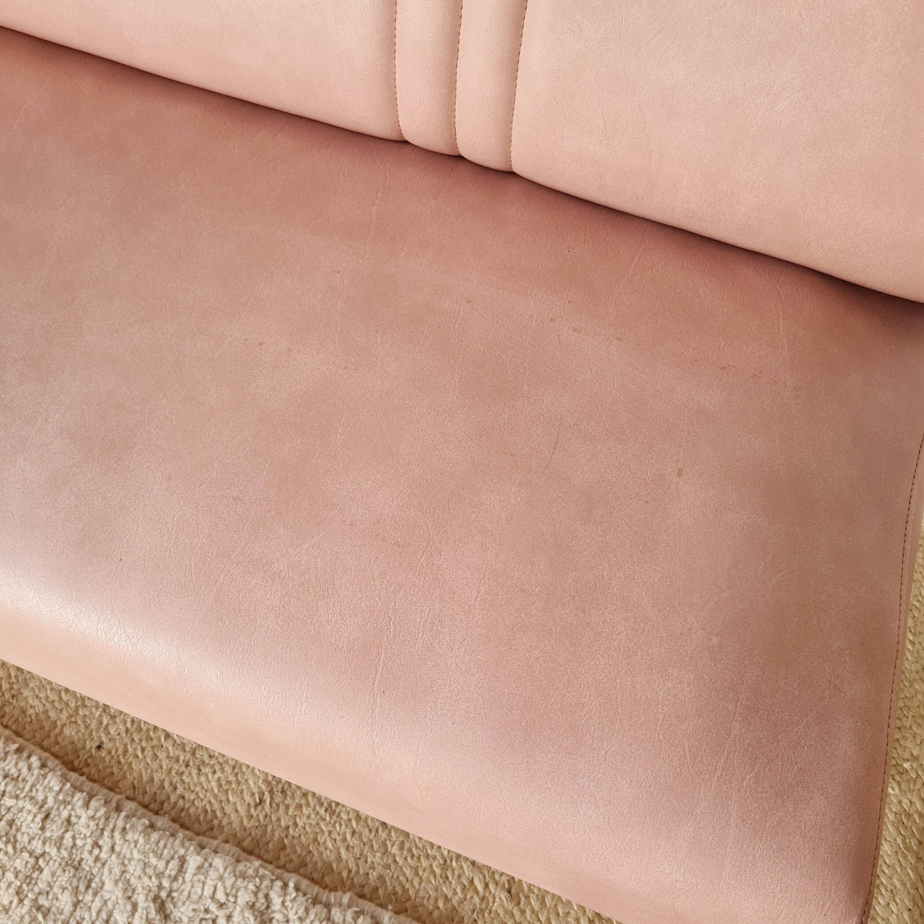 Pink faux leather bistro bench for 3 people