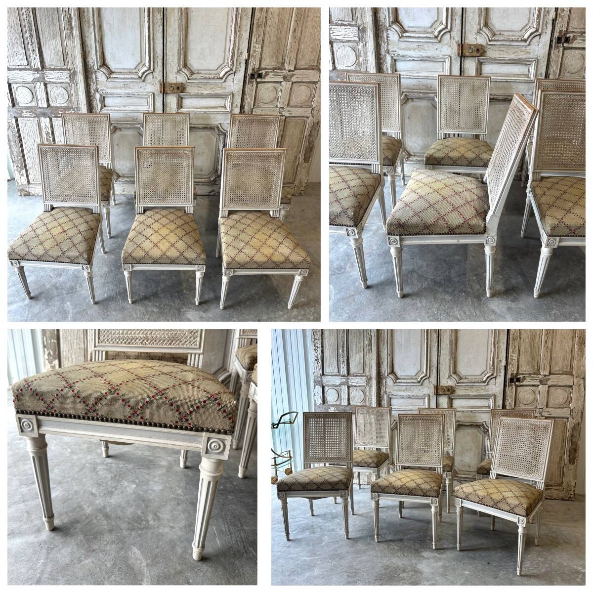 Set of 6 lacquered Louis XVI chairs circa 1950