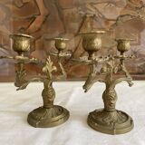 Bougeoirs 2 branches bronze