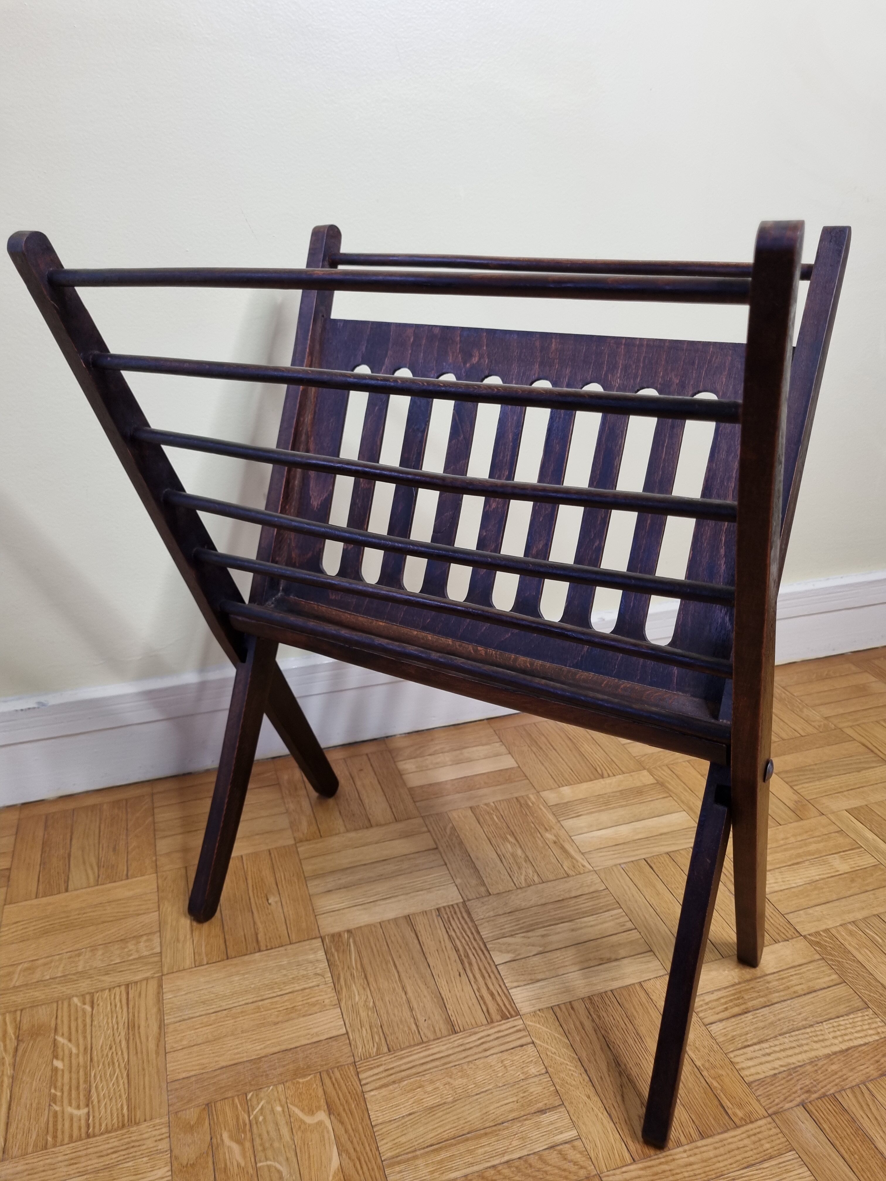 Folding teak magazine holder by Cees Braakman