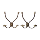 Wall-mounted wall-mounted coat rack in solid brass 50s/60s