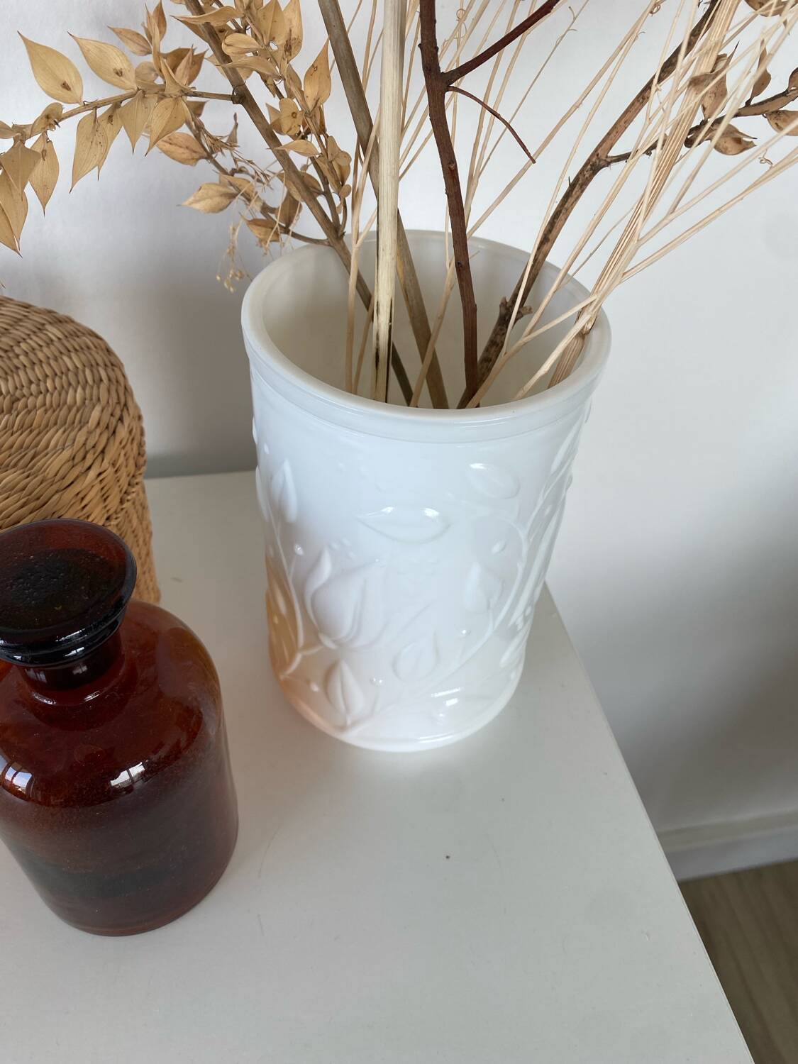 Large opaline white vase