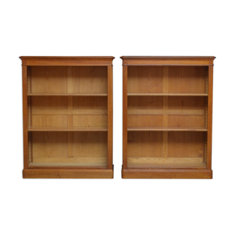 Pair of oak open bookcases