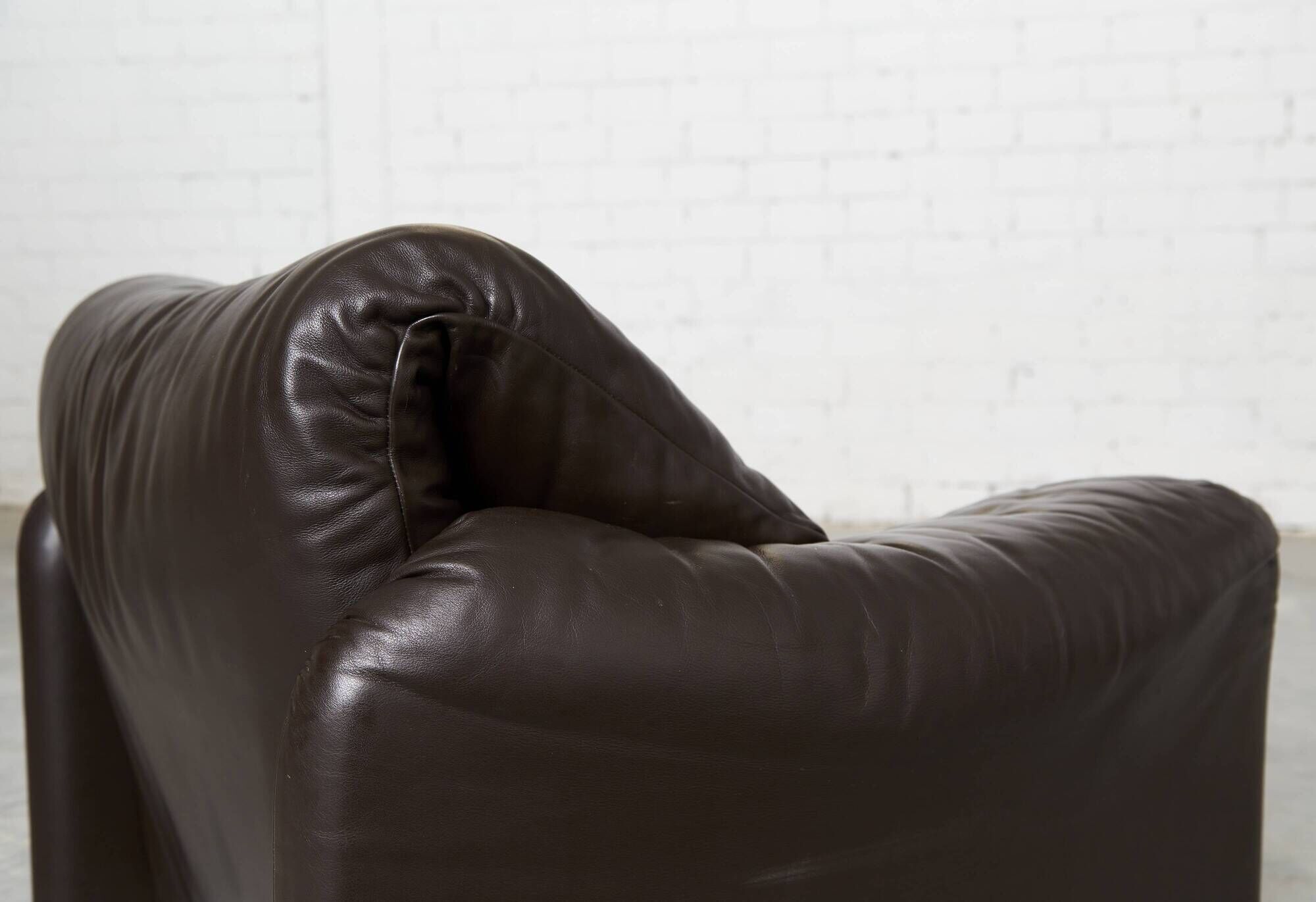 Leather Maralunga Lounge Chair and Ottoman by Vico Magistretti for Cassina