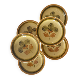 6 Gien earthenware soup plates, France