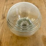 Vintage White Porcelain Ceiling Light with Ribbed Glass , 1970s