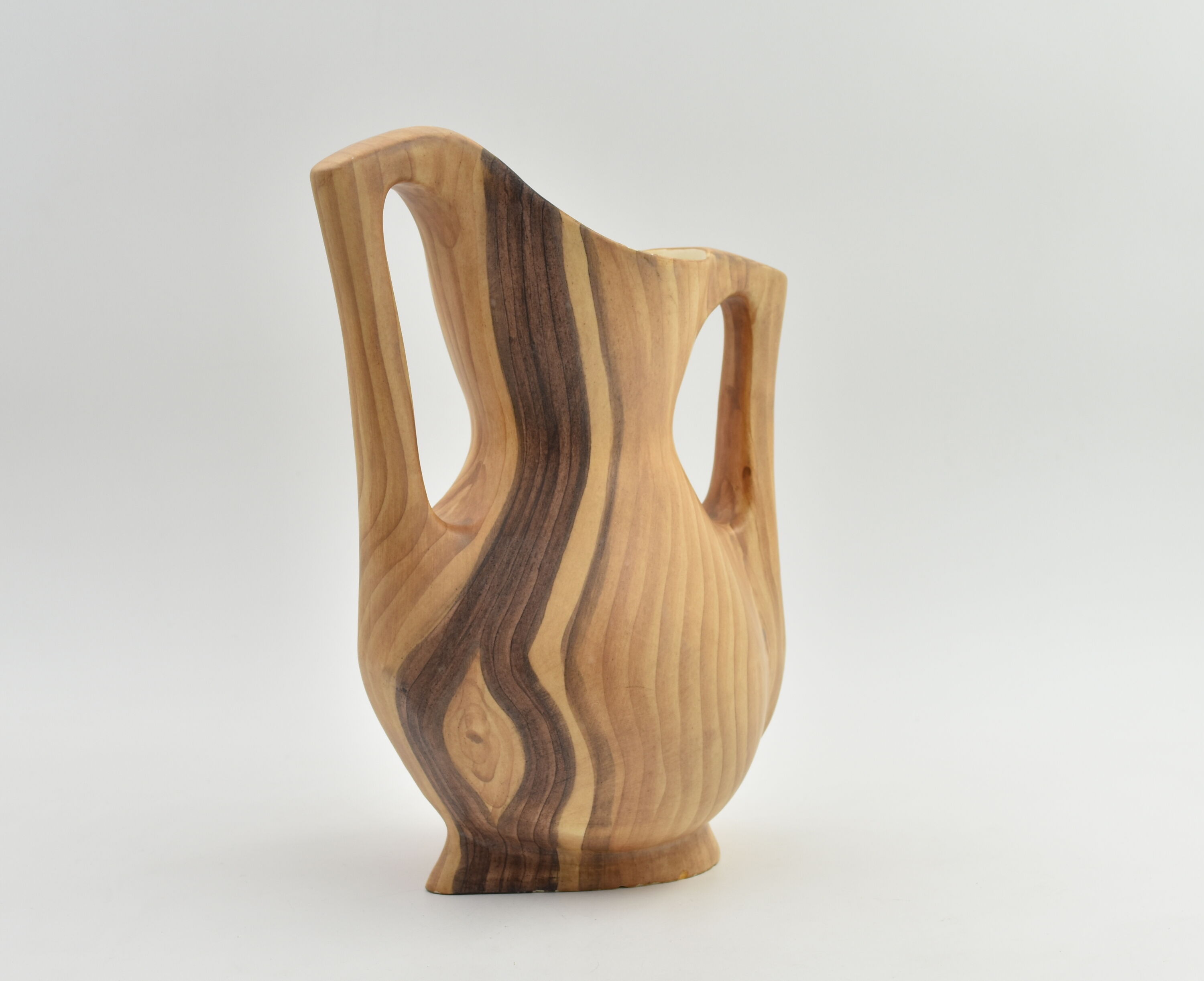 Vase with handles False wood Grandjean Jourdan in Vallauris 1960
