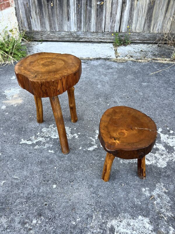 Duo de Tabourets Brutalistes Assise Organique