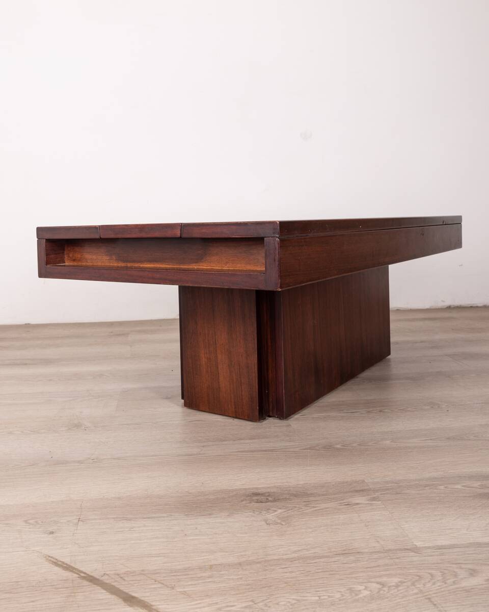 Vintage 60's wooden table with container  italian design