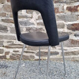 Tonneau chair, vynil and chrome, vintage, 60s